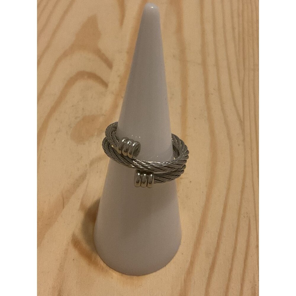 Havana Silver Cable Twisted Ring Adjustable